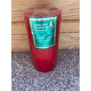 Vintage Robert Alan Candle Company Red Hollyberry Scented 3" X 6" New Sealed